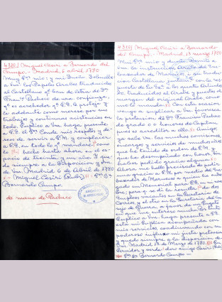 Dos cartas de Miguel Casiri a Bernardo del Campo