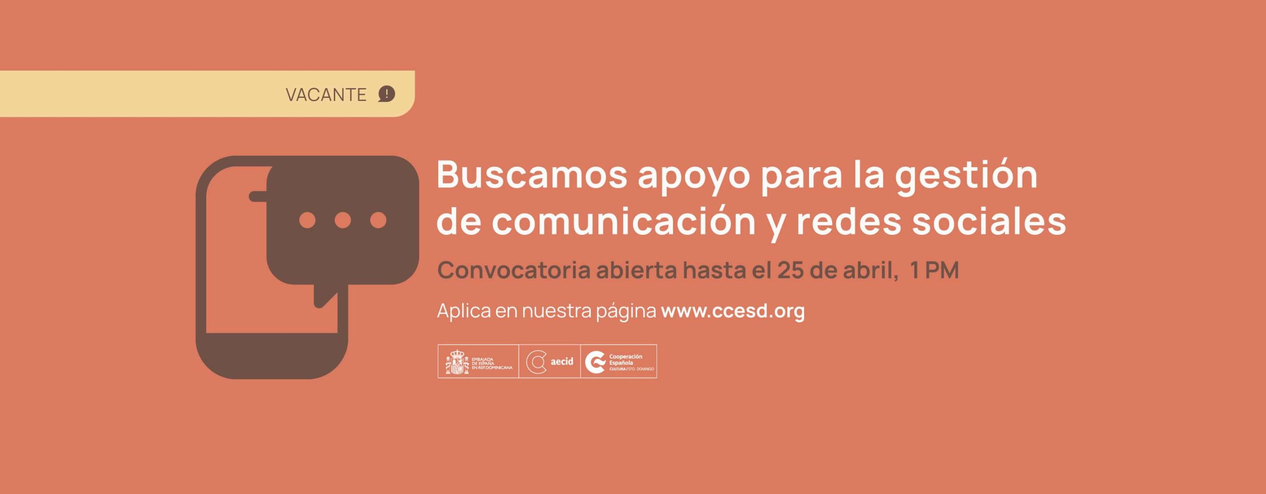 Buscamos apoyo para la gestin de comunicacin y redes sociales del CCESD