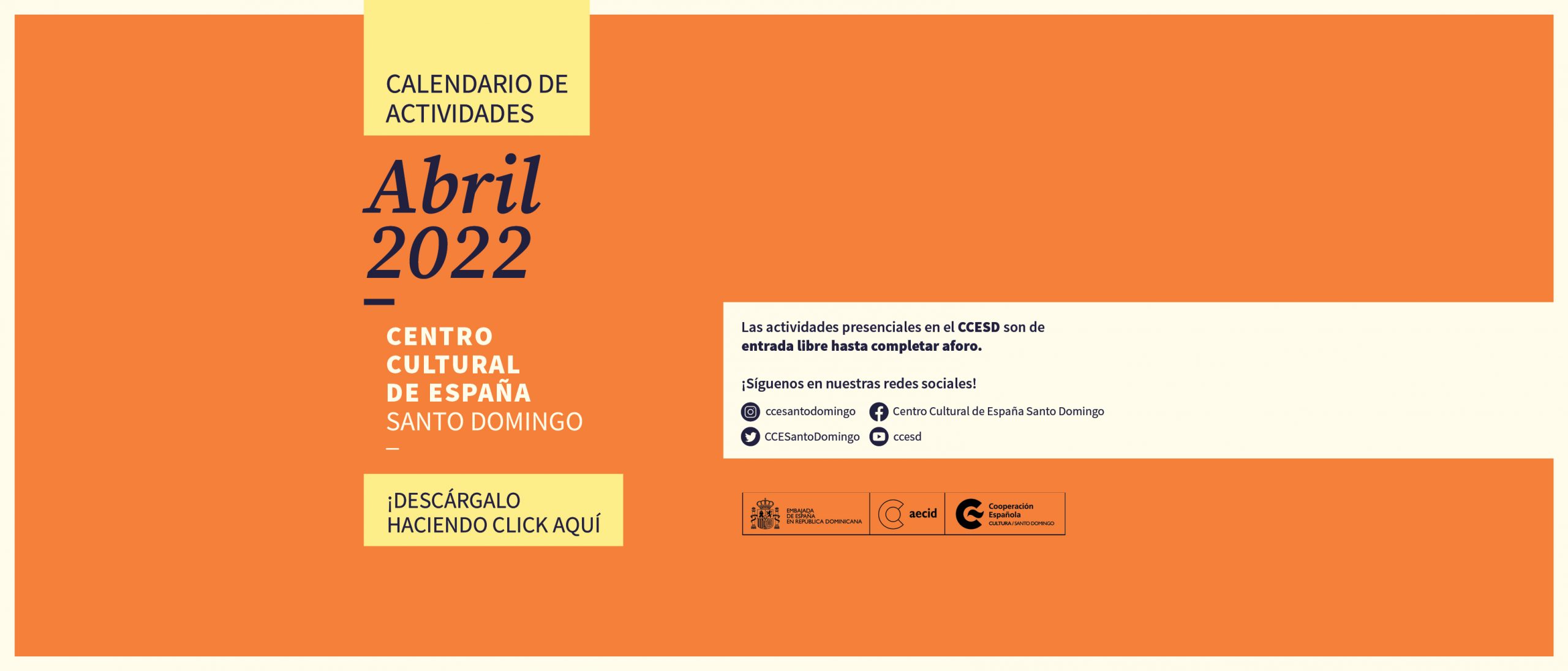 Calendario de actividades de abril 2022