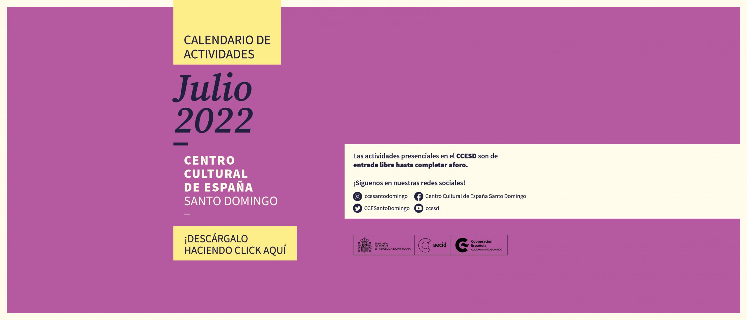 Calendario de actividades de julio 2022