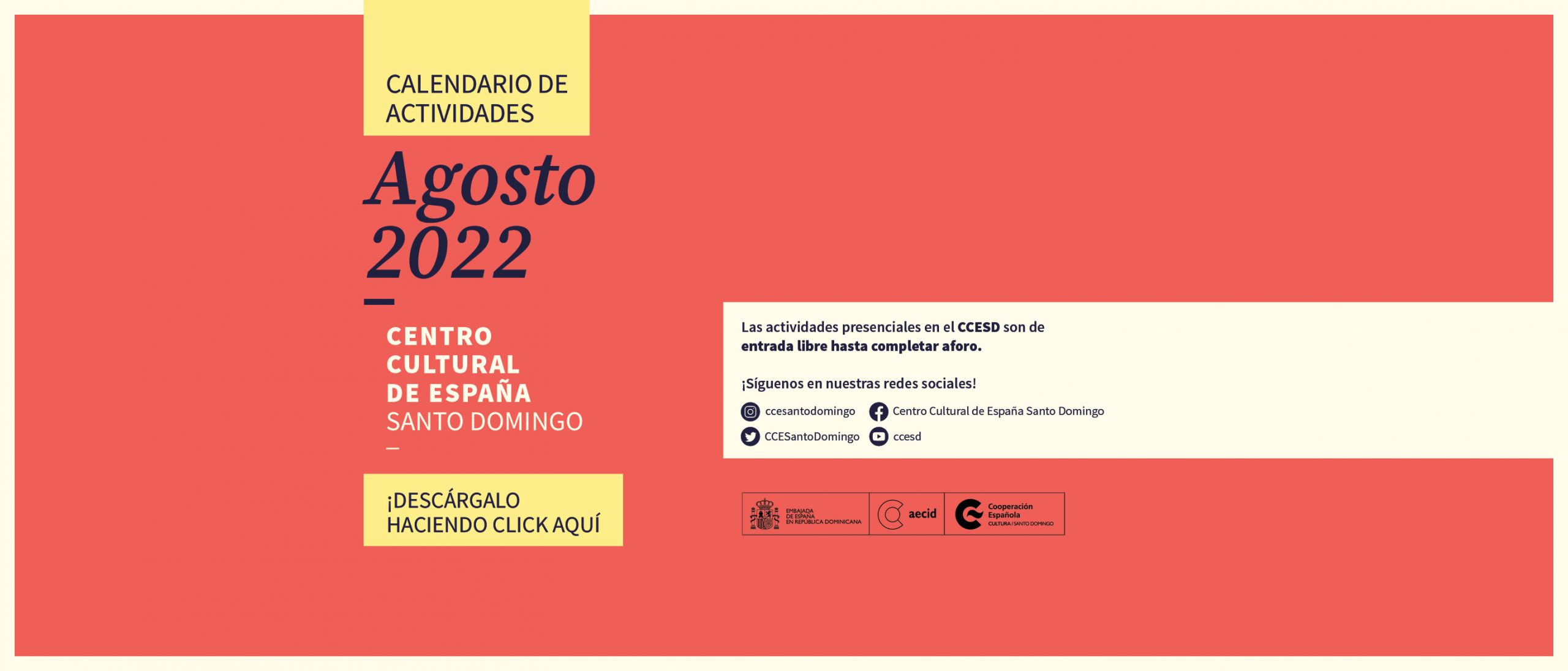 Calendario de actividades de agosto 2022