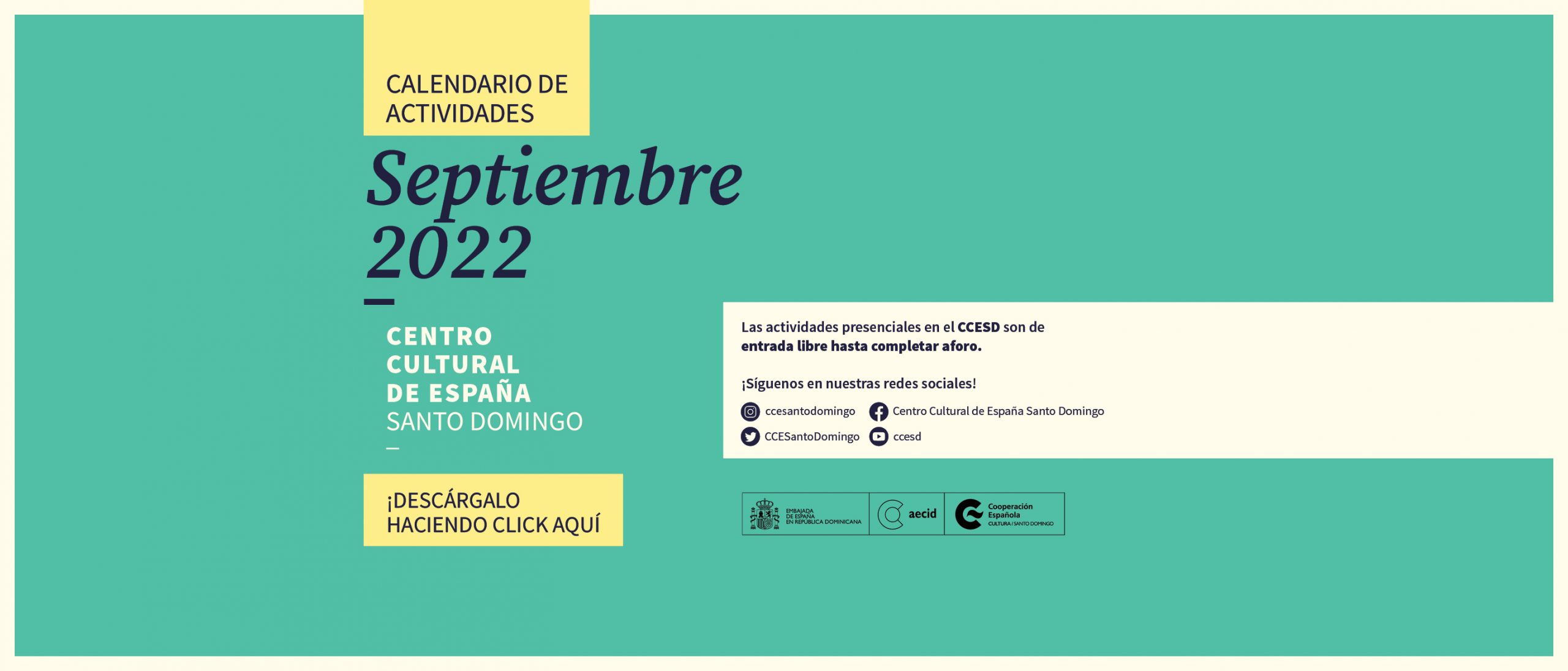 Calendario de actividades de septiembre 2022