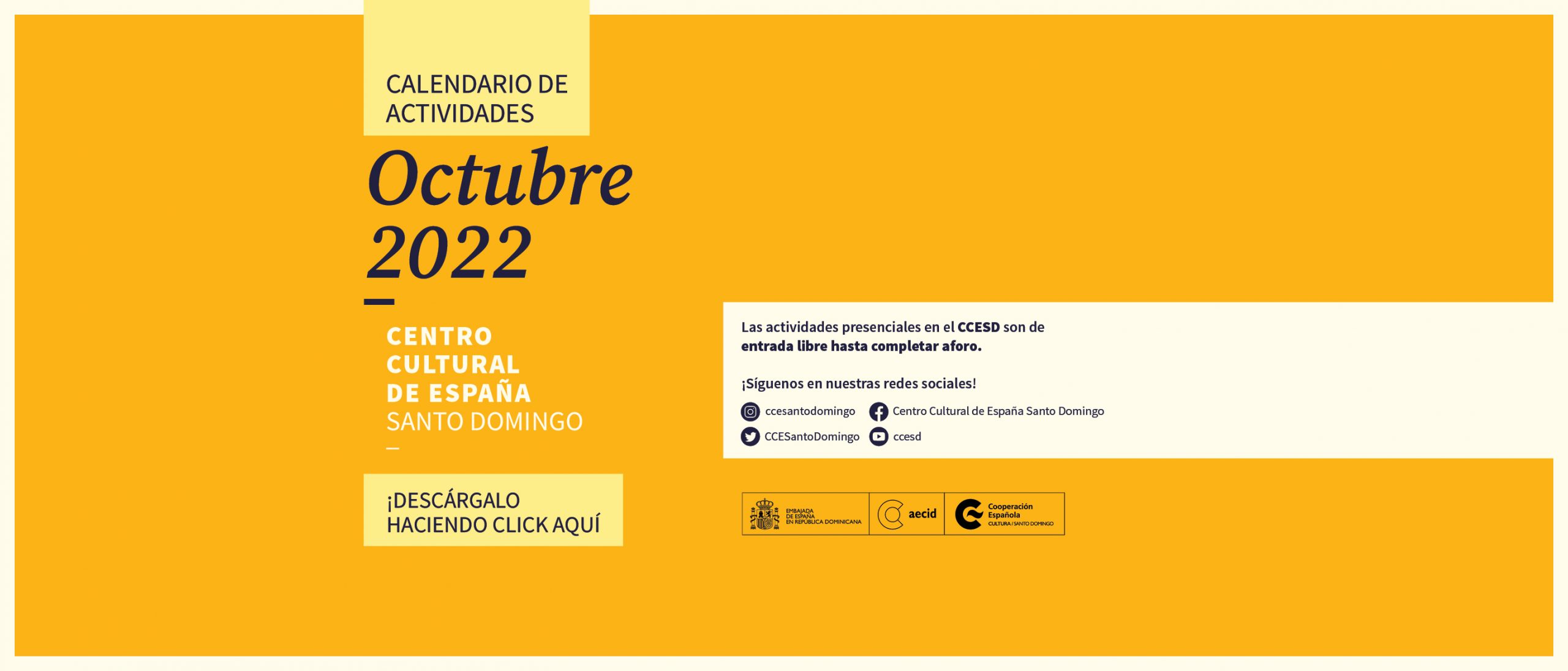 Calendario de actividades de octubre 2022