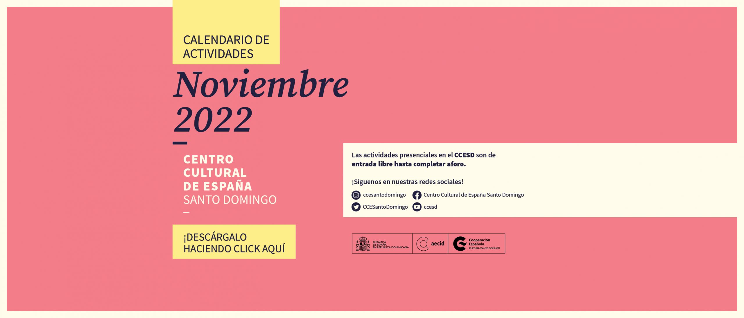 Calendario de actividades de noviembre 2022