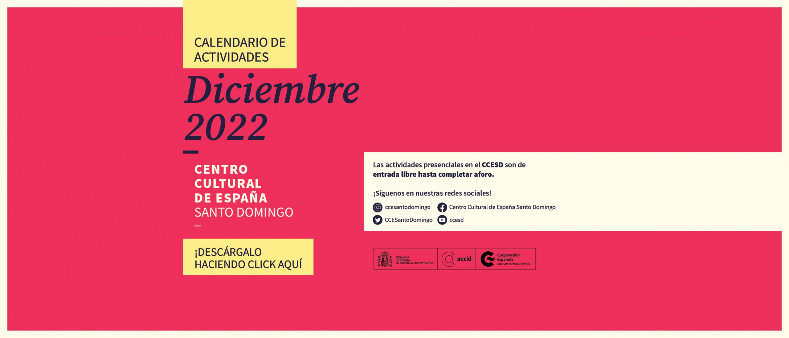 Calendario de actividades de diciembre 2022