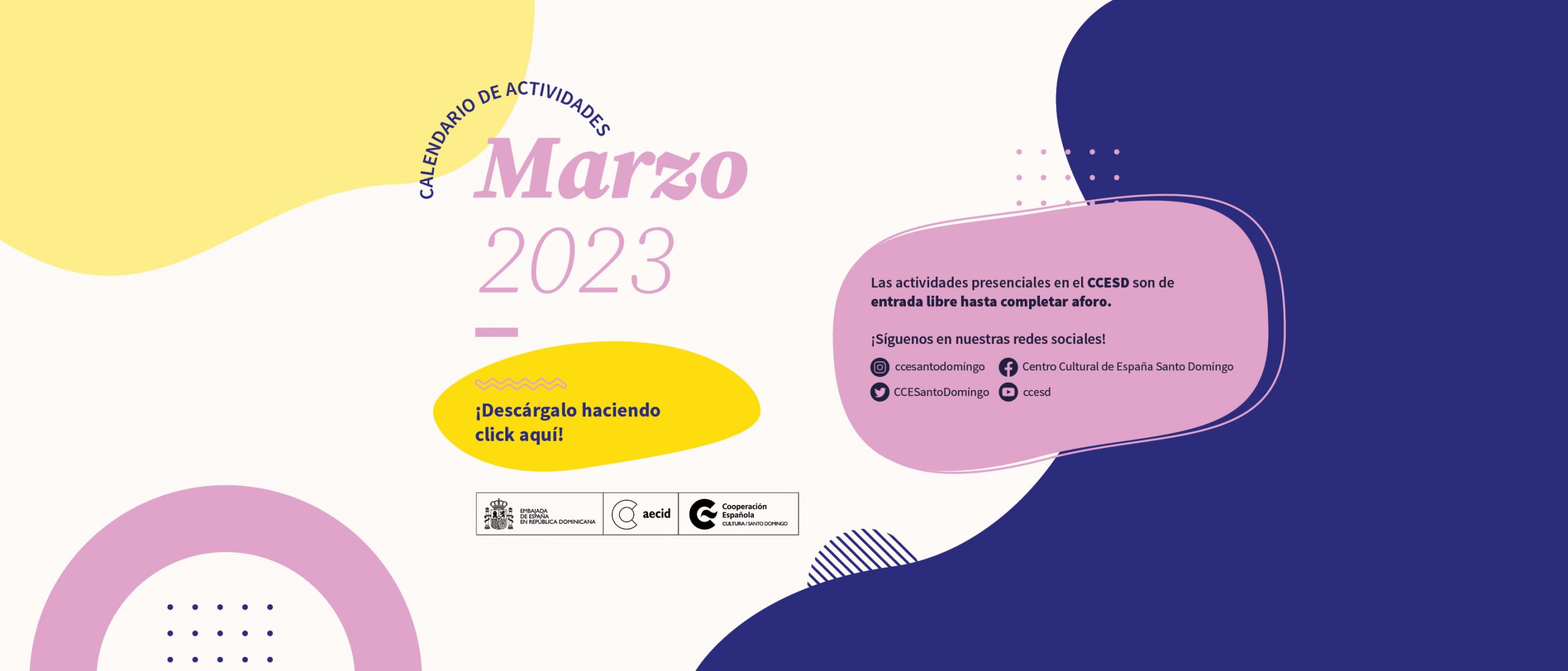 Calendario de actividades de marzo 2023