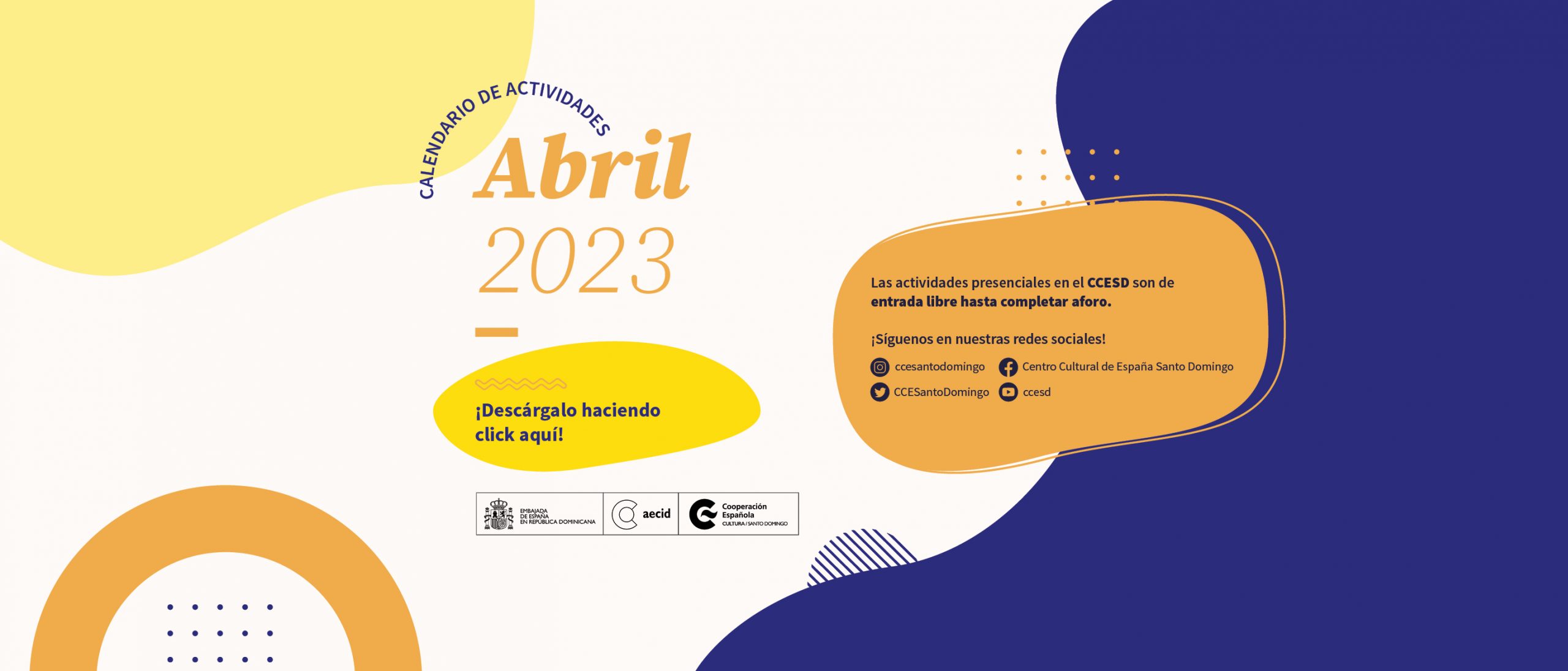 Calendario de actividades de abril 2023
