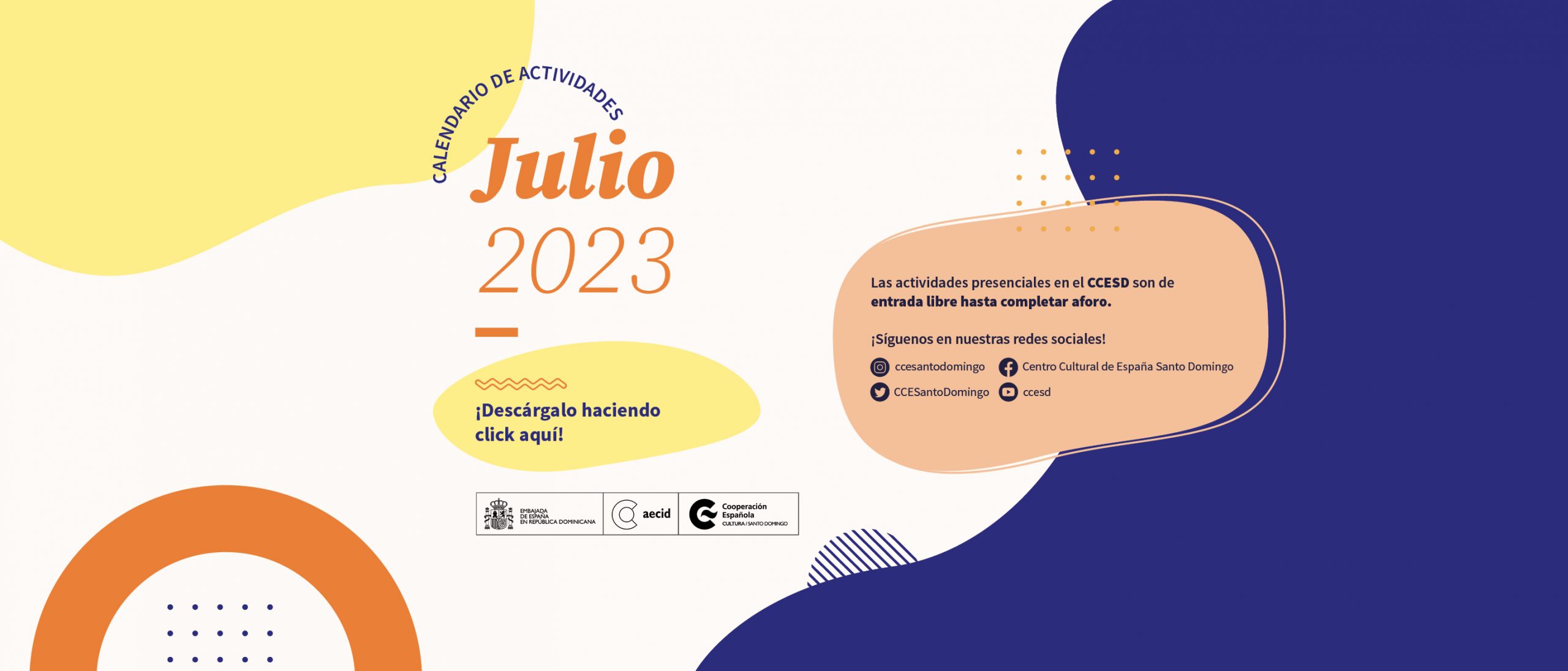 Calendario de actividades de julio 2023