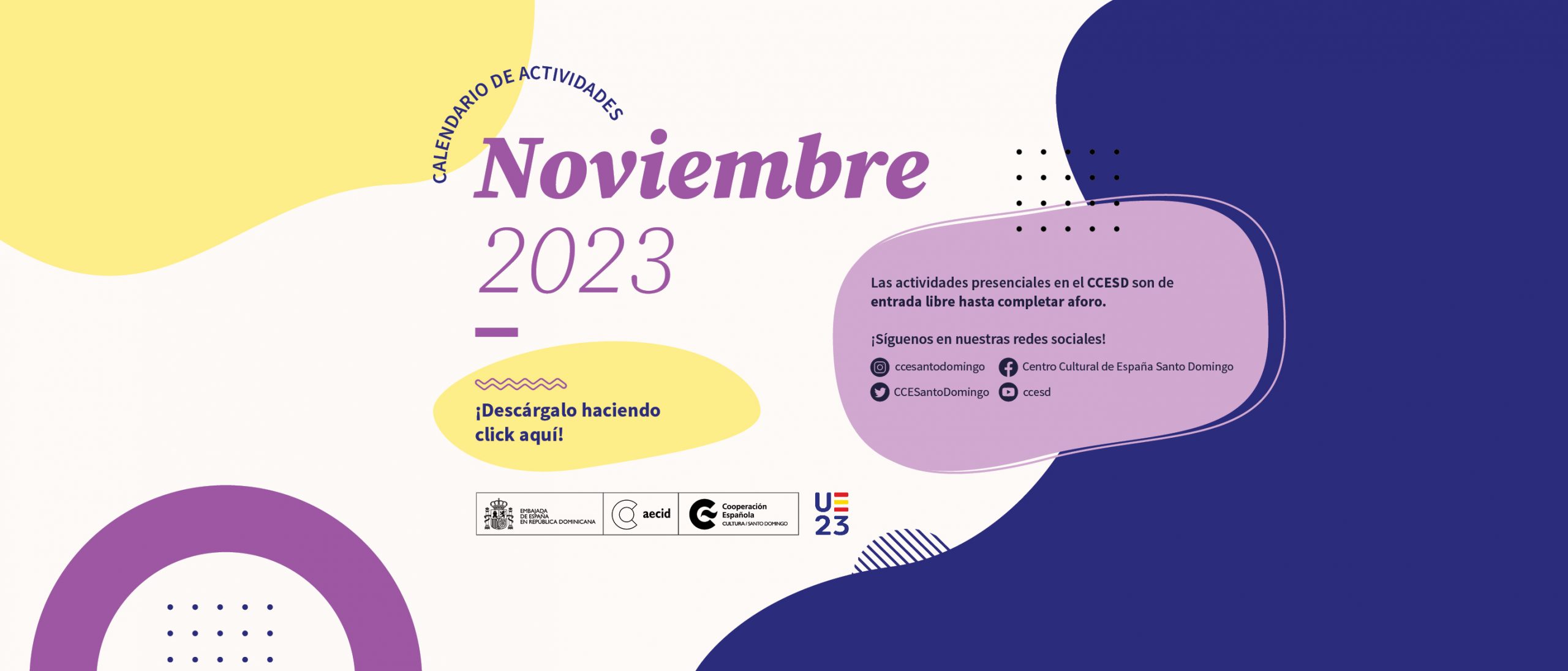 Calendario de actividades de noviembre 2023